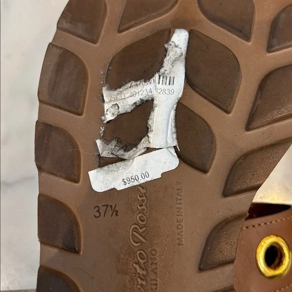 NWT Gianvito Rossi wedge sandals in brown leather with gold buckles. Were $950